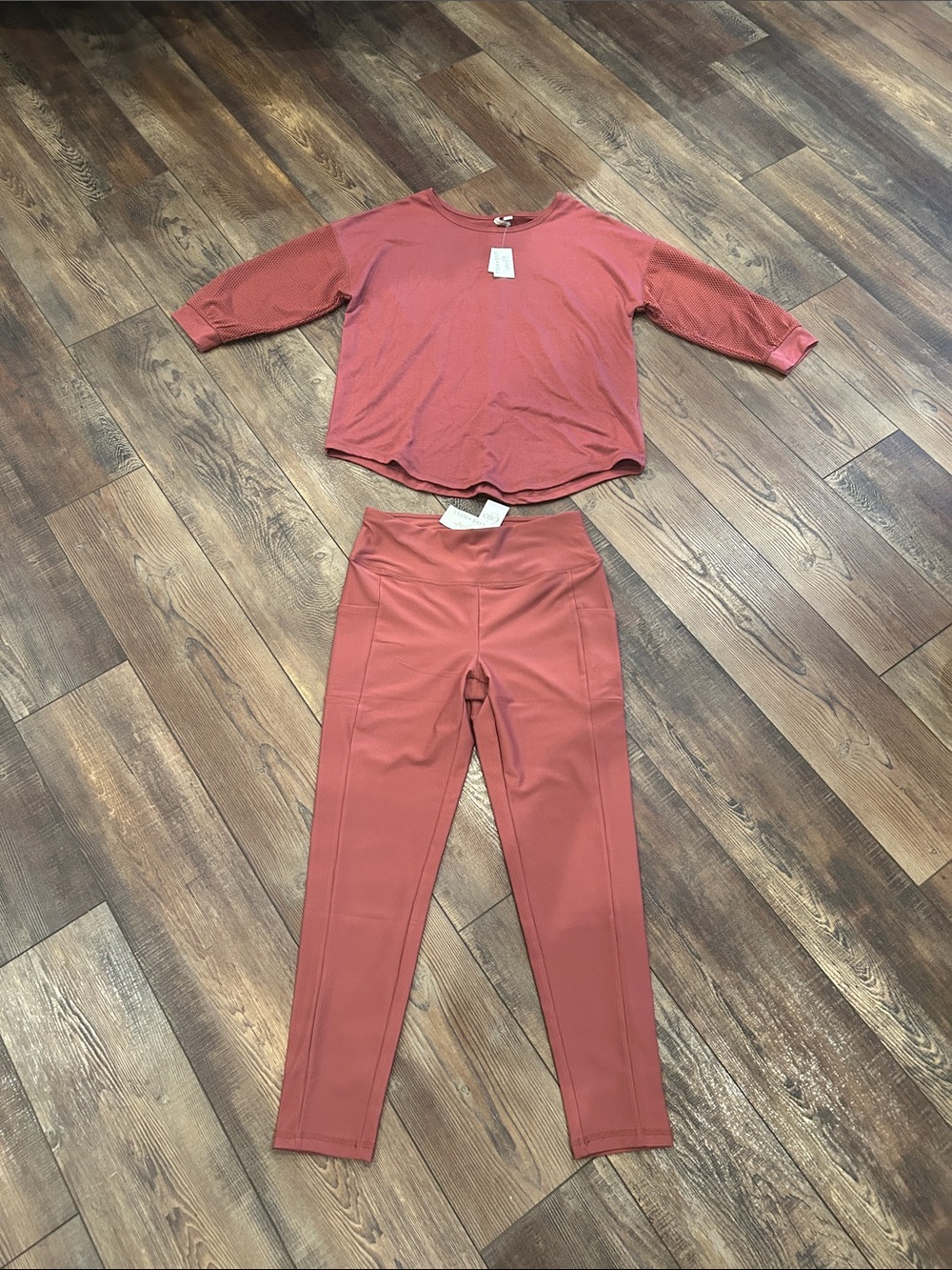 Cato Rust Pink High-Waist Leggings with Matching Long-Sleeve Top
